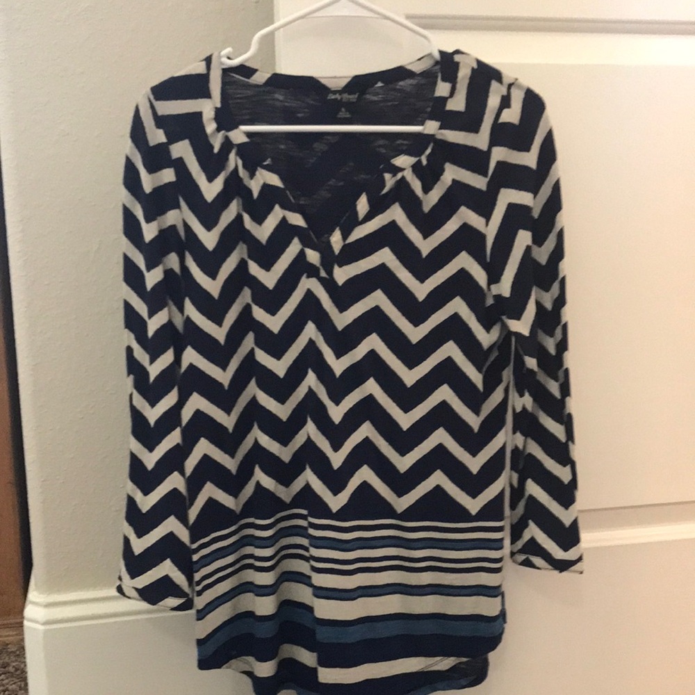 Navy and White Chevron Top